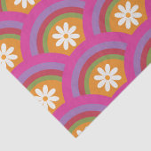 Retro 70s Daisy flower pattern on rainbow 薄葉紙 (詳細)