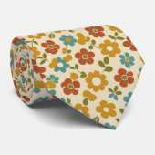 Retro 70s Floral Pattern ネクタイ (ロール)