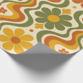 Retro 70s Floral Wrapping Paper Pattern ラッピングペーパー (角)