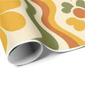 Retro 70s Floral Wrapping Paper Pattern ラッピングペーパー (ロールコーナー)