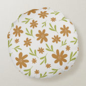 Retro 70s Flower - Boho Fall Decor ラウンドクッション (裏面)