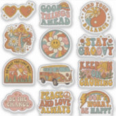 Retro 70s Groovy Boho Decals Sticker Pack シール (正面)