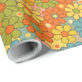 Retro 70s Groovy Flower Power ラッピングペーパー (ロールコーナー)