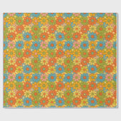 Retro 70s Groovy Flower Power ラッピングペーパー (フラット)