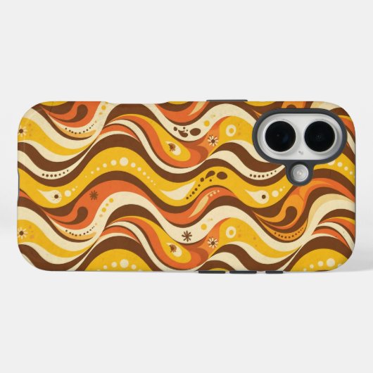 Retro 70s Groovy Wavy Lines Case Case-Mate iPhoneケース (裏面 (横))