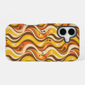 Retro 70s Groovy Wavy Lines Case iPhone 16ケース (裏面横)