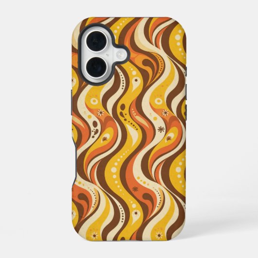 Retro 70s Groovy Wavy Lines Case iPhone 16ケース (裏面)