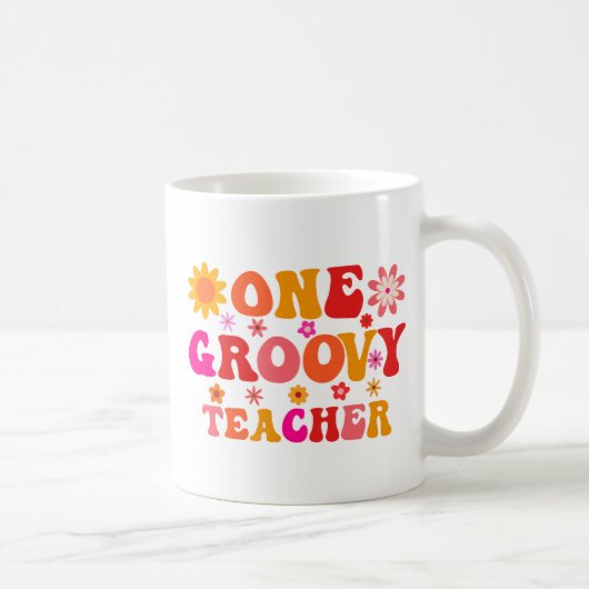 Retro 70s One Groovy Teacher コーヒーマグカップ (右)
