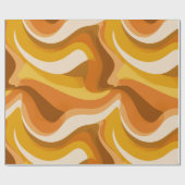 Retro 70s Orange Mustard Wave Abstract Pattern ラッピングペーパー (フラット)