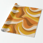 Retro 70s Orange Mustard Wave Abstract Pattern ラッピングペーパー (アンロールド)
