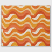 Retro 70s Orange Mustard Wave Abstract Pattern ラッピングペーパー (フラット)