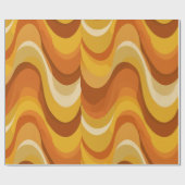 Retro 70s Orange Mustard Wave Abstract Pattern ラッピングペーパー (フラット)