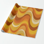 Retro 70s Orange Mustard Wave Abstract Pattern ラッピングペーパー (アンロールド)