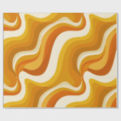 Retro 70s Orange Mustard Wave Abstract Pattern ラッピングペーパー (フラット)