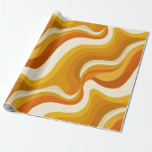 Retro 70s Orange Mustard Wave Abstract Pattern ラッピングペーパー (アンロールド)