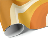 Retro 70s Orange Mustard Wave Abstract Pattern ラッピングペーパー (ロールコーナー)