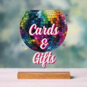 Retro 70's Party Disco Ball Wedding Cards & Gifts アクリルサイン (ニュートラル)