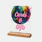 Retro 70's Party Disco Ball Wedding Cards & Gifts アクリルサイン (傾斜)