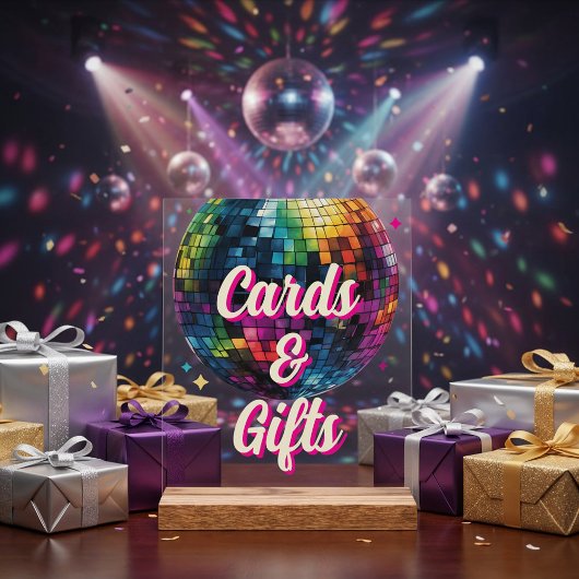 Retro 70's Party Disco Ball Wedding Cards & Gifts アクリルサイン