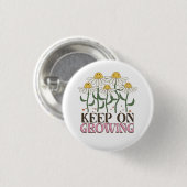 Retro 70s Smiley Face Daisy Keep On Growing 缶バッジ (正面&裏面)