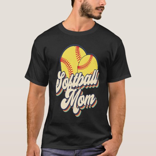 Retro 70s Softball Mom Cute Player Mama Team Sport Tシャツ (正面)