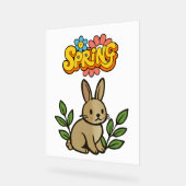 Retro 70s Spring Bunny Graphic Design アクリルサイン (傾斜)