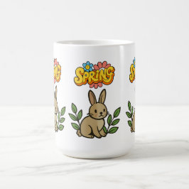 Retro 70s Spring Bunny Graphic Design コーヒーマグカップ