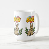 Retro 70s Spring Bunny Graphic Design コーヒーマグカップ (正面右)
