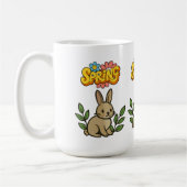 Retro 70s Spring Bunny Graphic Design コーヒーマグカップ (左)