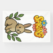 Retro 70s Spring Bunny Graphic Design 横断幕 (横)