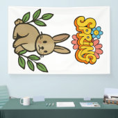 Retro 70s Spring Bunny Graphic Design 横断幕 (トレードショー)