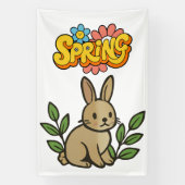 Retro 70s Spring Bunny Graphic Design 横断幕 (縦)