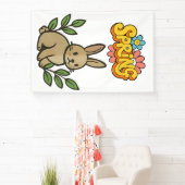 Retro 70s Spring Bunny Graphic Design 横断幕 (インサイチュ)