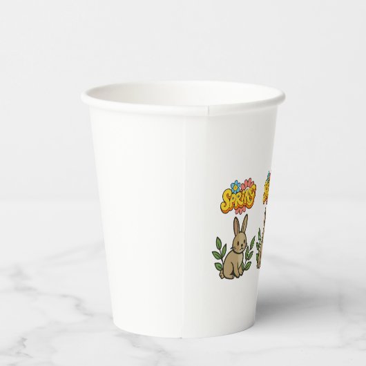 Retro 70s Spring Bunny Graphic Design 紙コップ (右)