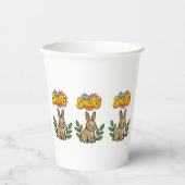 Retro 70s Spring Bunny Graphic Design 紙コップ (正面)