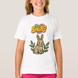 Retro 70s Spring Bunny Graphic Design Tシャツ