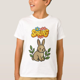 Retro 70s Spring Bunny Graphic Design Tシャツ