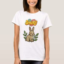 Retro 70s Spring Bunny Graphic Design Tシャツ