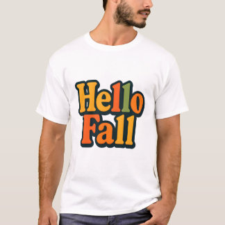 Retro 70s Style Hello Fall Typography Tシャツ