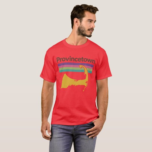 Retro 70s-style souvenir Provincetown Tシャツ (正面フル)