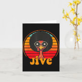 Retro 70s Turkey Jive Afro Thanksgiving Family Men カード (黄色い花)