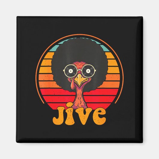 Retro 70s Turkey Jive Afro Thanksgiving Family Men マグネット (正面)