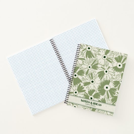 Retro 70s Wildflower & Polka Dot Personalized ノートブック (内部)
