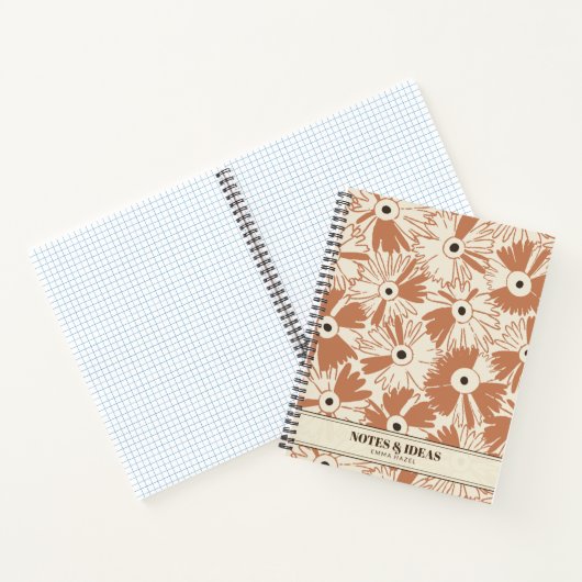 Retro 70s Wildflower & Polka Dot Personalized ノートブック (内部)