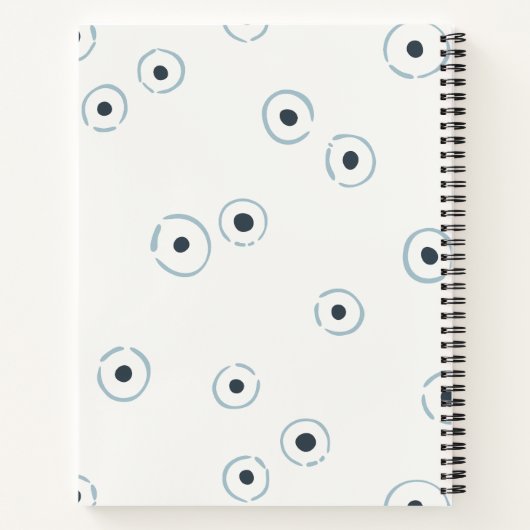 Retro 70s Wildflower & Polka Dot Personalized Blue ノートブック (裏面)