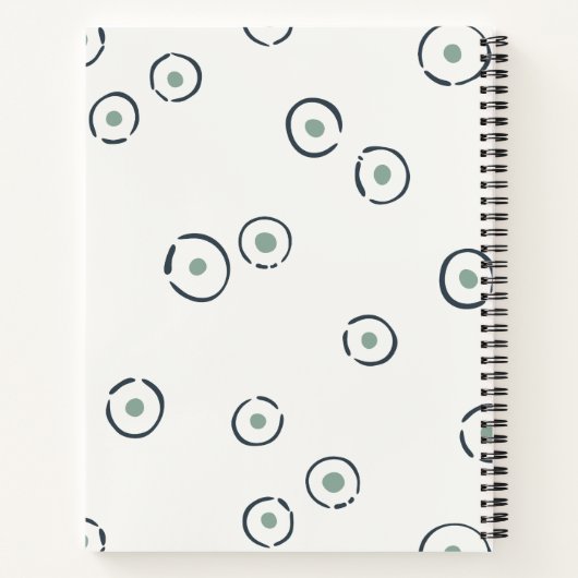 Retro 70s Wildflower & Polka Dot Personalized Sage ノートブック (裏面)