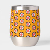 Retro 70s Yellow Pink Daisy Floral Pattern (背面)