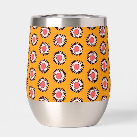 Retro 70s Yellow Pink Daisy Floral Pattern (背面)