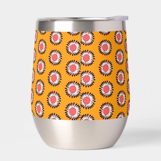 Retro 70s Yellow Pink Daisy Floral Pattern (左面)