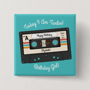 Retro 80's 90's Cassette Tape Music Birthday Party 缶バッジ